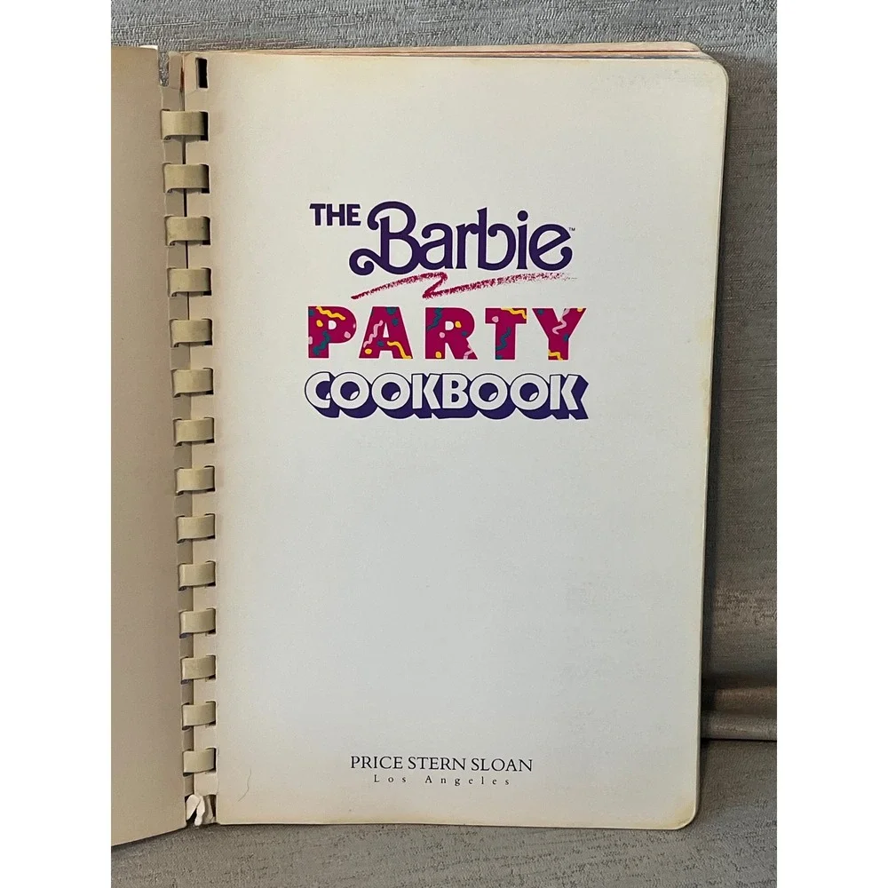 Vintage 1991 Barbie Party Cookbook Helene Siegel Price Stern Sloan Spiral Bound
